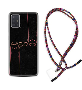 Samsung a71 A72 A73 A7 A9 2018 C7 C9 Kılıf Boyun Asklı Rasta Silikon Meow 1657