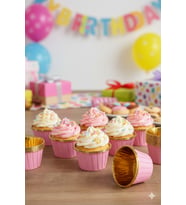 Cupcake Kapsülü Pembe içi gold Metalize 25li
