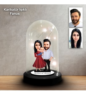 KİŞİYE ÖZEL AİLE TASARIMLI IŞIKLI KARİKATÜR FANUS BİBLO FN194