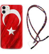 Apple iPhone 11 12 13 Mini Kılıf Boyun Asklı Rasta Silikon Şanlı Türk Bayrağı 4 1401