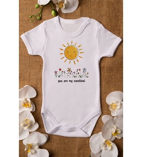 You Are My Sunshine Güneş Organik Baskılı %100 Pamuklu Zıbın
