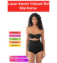 Özel Üretim İz Göstermeyen Kaymaz Sıkılaştırıcı Şekillendirici Lazer Kesim Yüksek Bel Slip Korse (Siyah)