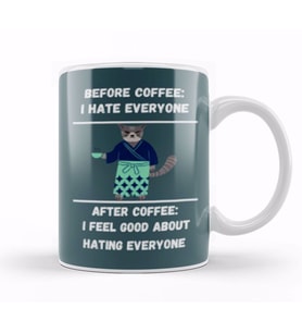CAT Funny Coffee Drinks Lover Gift Quote Ninja   Vintage Retro Rainbow Style Kupa Bardak Porselen