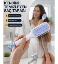 Kendini Temizleyen Ergonomik Saç Tarağı – ABS Gövde, Silikon Diş