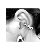 Bombeli Topçuklu Earcuff Kıkırdak Küpe Büyük Boy (Çok Renkli)