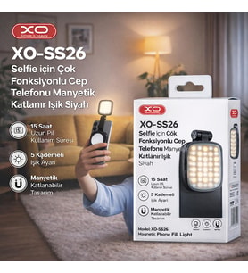 XO-SS26 Selfie için Çok Fonksiyonlu Cep Telefonu Manyetik Katlanır Işık Siyah