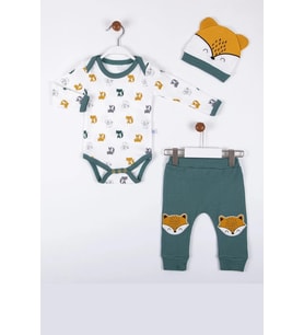 Little Fox Desenli 3'lü % 100 Pamuklu Erkek Takım