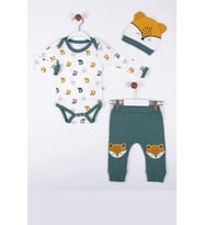 Little Fox Desenli 3'lü % 100 Pamuklu Erkek Takım
