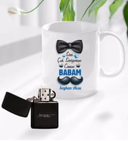 BK Gift Kişiye Özel Canım Babam Tasarımlı Kupa Bardak ve Benzinli Çakmak Seti-1 (Model 1)