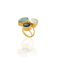 Kadir Jewellery 22 Ayar Altın Kaplama Zirkon Taşlı Ayarlanabilir Renkli Taşlı Yüzük