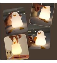 Sevimli Penguen Silikon LED Gece Lambası – Şarjlı, Dokunmatik ve Renk Değiştiren