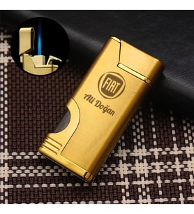 Kişiye Özel İsimli Araç Araba Logo Baskılı Tasarım Lüks Çakmak Gazlı Metal Çakmak (Gold)