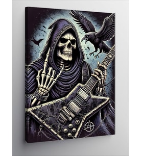 Kanvas Tablo Gitar Çalan Grim Reaper