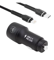 Powerway PD18W Yeni Nesil Type-C-Lightning Kablolu Araç Şarj Seti