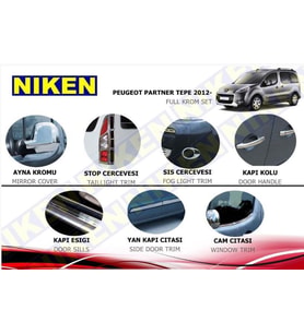 Peugeot Partner Tepe Full Krom Seti Komple Nikelaj Kaplama 2012 Sonrası