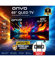 Onvo 65” QLED 4K Ultra Hd Google Smart Tv HDR10 Dolby Audio Wi-Fi Duvar Askı Aparatı Hediyeli