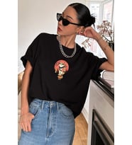 Unisex Shinobi Baskılı T-shirt (Siyah)
