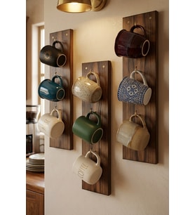 Dekoratif Bardak Askılığı Doğal Çam Ağacı (Yükseklik 50 cm X Genişlik 8 cm X Derinlik 2 cm)