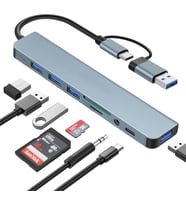 Usb Çoklayıcı 8 İn 1 Usb Type-c Hub Adaptör 4 Usb Port Sd/tf Kart Okuyucu 3.5mm Ses Girişi Çoklayıcı