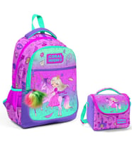 Coral High Pembe Yeşil Unicorn ve Prenses Okul Sırt ve Beslenme Çantası Seti - Kız Çocuk