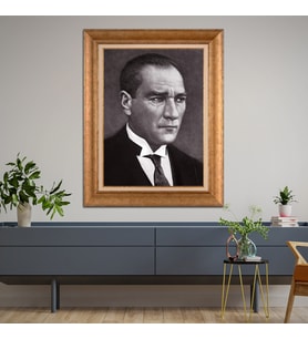 Altın Varaklı Paspartulu Çerçeveli Tablo hb665