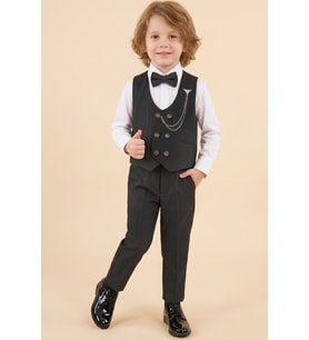 Erkek Çocuk 4'lü Takım (Pantolon+Gömlek+Yelek+Papyon) 12663B MODANINO