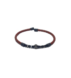 JTSS26BLK1782 PASLANMAZ ÇELİK BİLEZİK HAKİKİ DERİ KAPLAMA ZİRKON ONYX VE HEMATİT DOĞALTAŞLI GARANTİLİ JANTİ BİLEKLİK