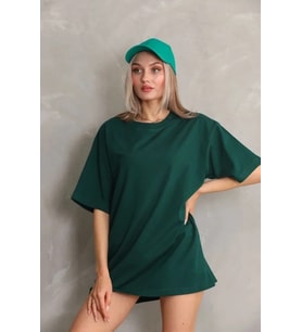Regular Fit Tişört Bisiklet Yaka Yazlık Kısa Kol Basıc T-Shirt - Yeşil
