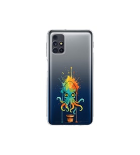 Samsung Galaxy M31s ile uyumlu Splash ahtapot tasarımlı şeffaf silikon kılıf