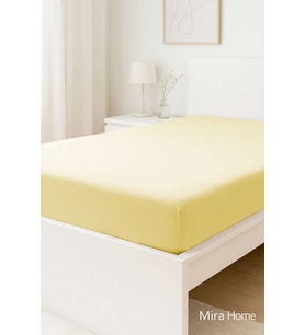 Çift Kişilik Düz Penye %100 Pamuklu Lastikli Çarşaf 160X200 Newsheet Sarı