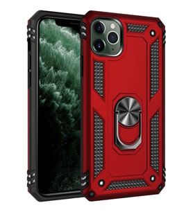 Newface Apple iPhone 11 Pro Kılıf Sofya Yüzüklü Silikon Kapak - Kırmızı