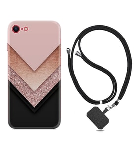 Apple iPhone 5 6 7 8 Plus Se XR Kılıf Boyun Askılı Silikon Great Marble 1405