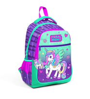 Coral High Kids Mor Su Yeşili Unicorn Desenli Üç Bölmeli Okul Sırt Çantası 23487