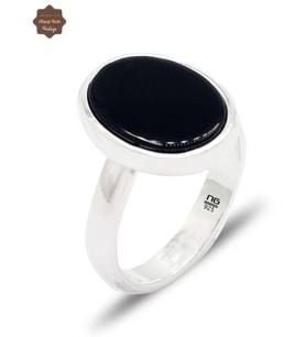 Oniks Taşlı Sade Oval Model 925 Ayar Gümüş Erkek Yüzük 201025449
