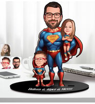 BK Gift Kişiye Özel Süper Baba-Çocuk Karikatürlü Ahşap Biblo-2, Babalar Günü Hediyesi, Babaya Hediye
