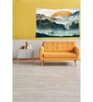 Dağın Zirvesi Manzara Desen Leke Tutmaz Kadife Dokulu Kumaş Duvar Örtüsü Duvar Halısı Tapestry (Yeşil)