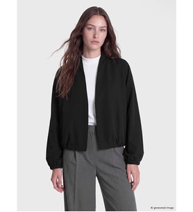LCW Modest Siyah Kruvaze Yaka Oversize Kadın Yağmurluk