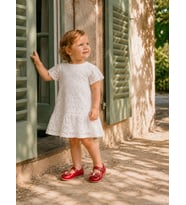 Civil Baby Dantel Çiçek Desenli 6-18 Ay Elbise - Ekru