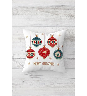 Yılbaşı Merry Christmas Çift Tarafı Baskılı Gizli Fermuar Yastık Kılıfı Kırlent Koltuk Yastık Kılıfı (Beyaz)