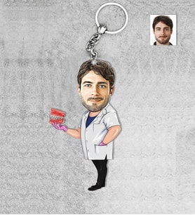 Kişiye Özel Dişçi Erkek Doktor Ahşap Anahtarlık-3