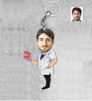Kişiye Özel Dişçi Erkek Doktor Ahşap Anahtarlık-3