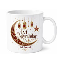 İsme Özel İyi Bayramlar Yazılı Kupa Bardak Bayram Hediyesi Özel Tasarım