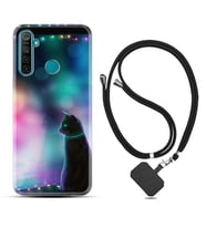 Realme 5i 5 Pro 6i 7 Pro 8 Kılıf Boyun Askılı Silikon Window Cat 1787