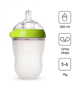 Comotomo Antikolik Silikon Biberon 250 Ml 3-6 Ay Yeşil
