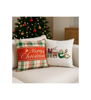 Çift Tarafı Baskılı Candy Christmas Desenli 2'li Set Kadife Kırlent Kılıfı Yılbaşı - Noel (Yılbaşı Kırmızısı)