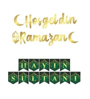 Ramazan Süsleri Set Ramazan Ayı Süslemesi Hoşgeldin Ramazan Gold Parlak Metalik Flama Ve 11 Ayın Su-