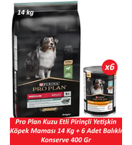 Pro Plan Kuzu Etli Pirinçli Yetişkin Köpek Maması 14 Kg + 6 Adet Balıklı Konserve 400 Gr