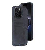 Apple İphone 15 Pro Max Kılıf Sara Kartvizitli Deri Kılıf - Siyah