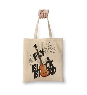 Bird Music Müzik Gitar Beyaz Bez Çanta Uzun Saplı Alışveriş Çantası Plaj Çantası