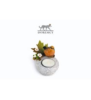 Doremcy Kuşlu Mumluk 14x7 cm Dekoratif Taş Görünümlü Biblo Ev Banyo Masaüstü (Gümüş)